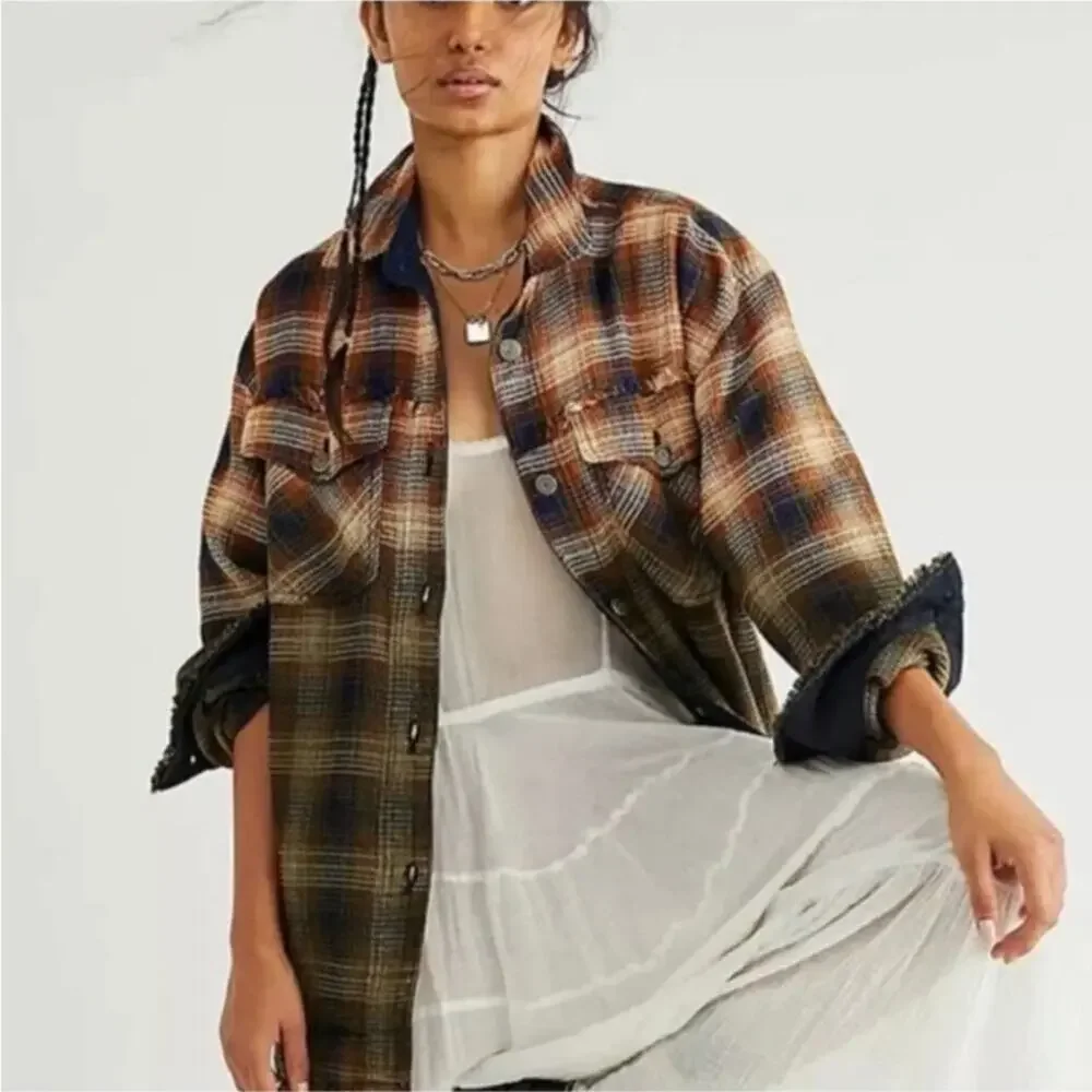 Free People Anneli Plaid Shirt Jacket